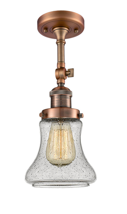Innovations 201F-AC-G194 One Light Semi-Flush Mount, Antique Copper