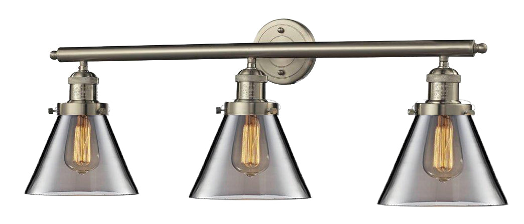 Innovations 205-SN-G43 Three Light Bath Vanity, Brushed Satin Nickel