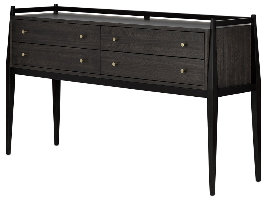 Currey and Company 3000-0046 Console Table, Dark Mink/Riverstone Gray/Polished Brass