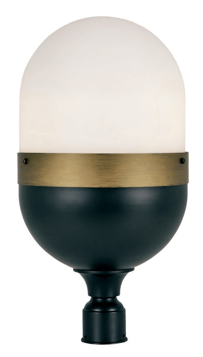 Crystorama CAP-8509-MK-TG Three Light Outdoor Post Mount, Matte Black + Textured Gold