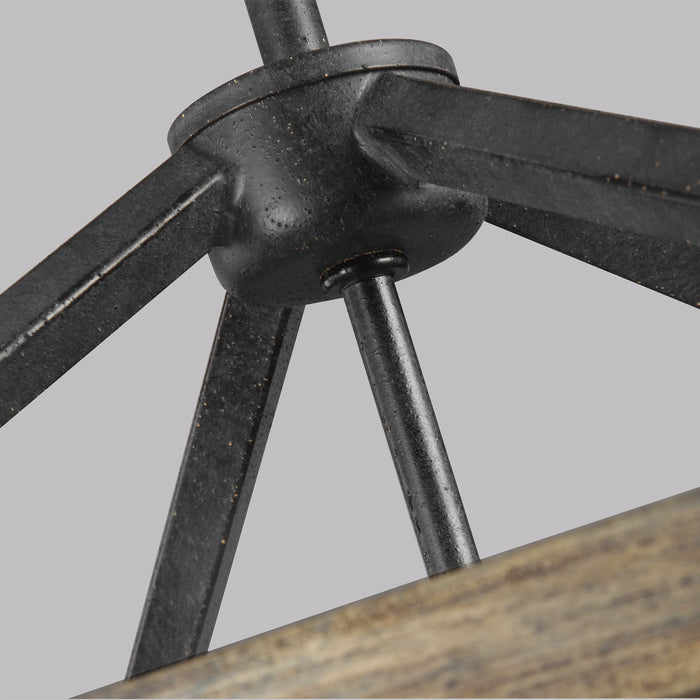 Visual Comfort Studio F3190/4WOW/AF Four Light Chandelier, Weathered Oak Wood / Antique Forged Iron