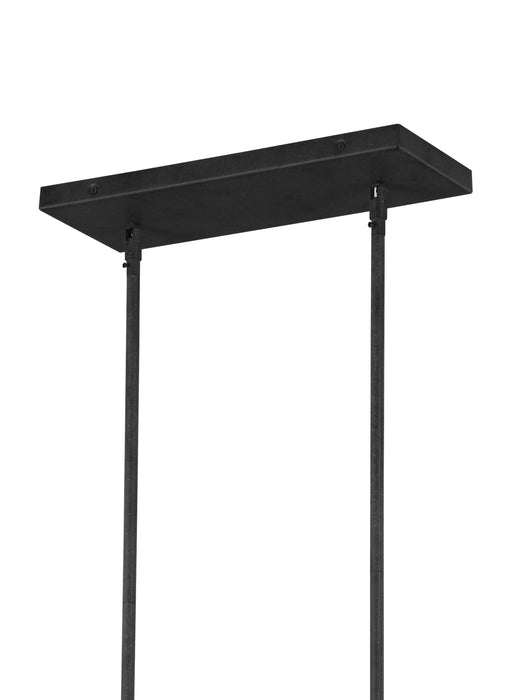 Visual Comfort Studio F3193/5WOW/AF Five Light Linear Chandelier, Weathered Oak Wood / Antique Forged Iron