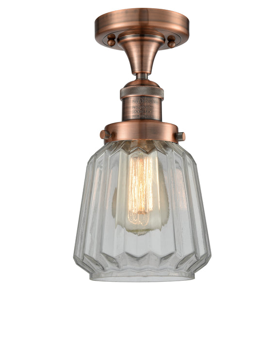 Innovations 517-1CH-AC-G142 One Light Semi-Flush Mount, Antique Copper