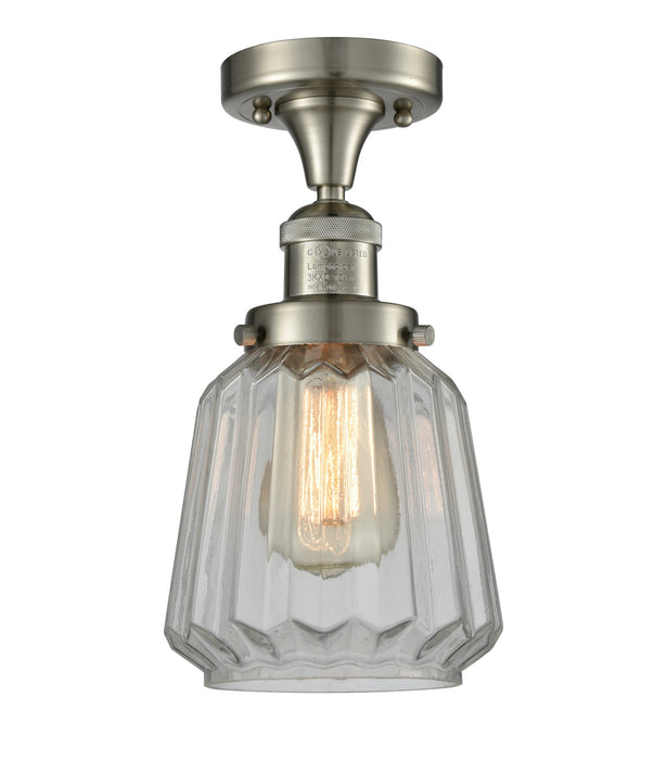 Innovations 517-1CH-SN-G142 One Light Semi-Flush Mount, Brushed Satin Nickel