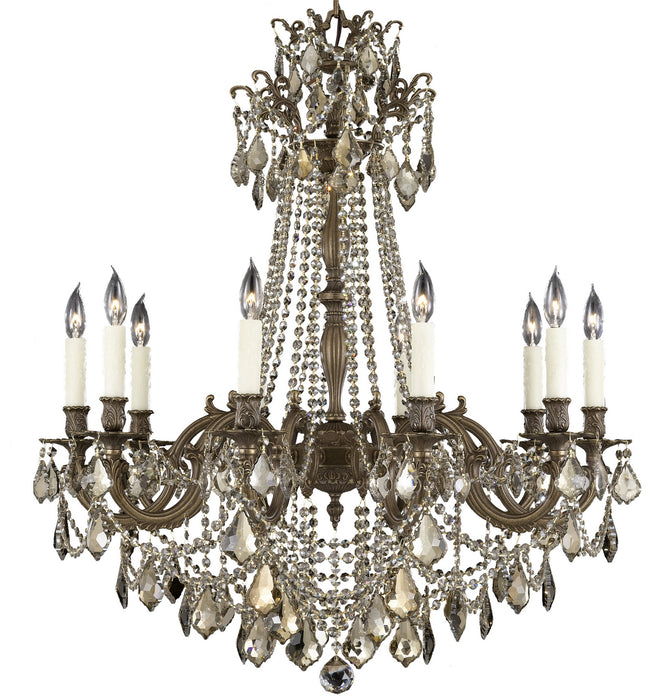 American Brass & Crystal CH9258-ATK-21S-PI Ten Light Chandelier, Palace Bronze