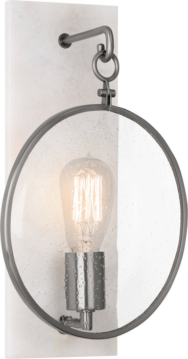 Robert Abbey 1418 One Light Wall Sconce, Dark Antique Nickel w/Alabaster Stone Back