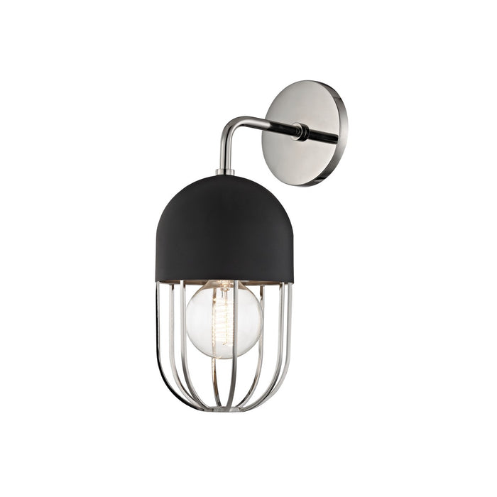 Mitzi H145101-PN/BK One Light Wall Sconce, Polished Nickel/Black