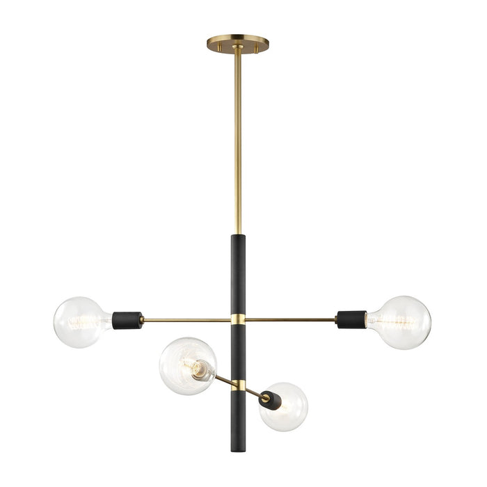 Mitzi H178804-AGB/BK Four Light Chandelier, Aged Brass/Black