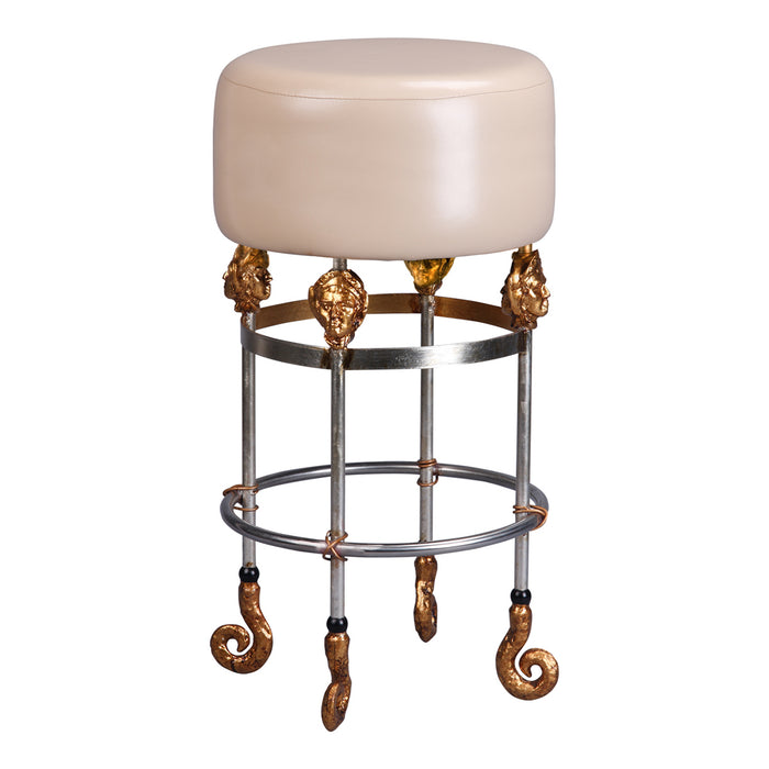 Lucas + McKearn SI1050-1 Bar Stool, Chrome/Gold