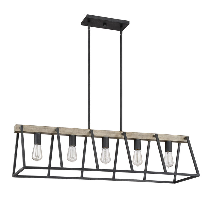 Quoizel BRT542GK Five Light Island Chandelier, Grey Ash