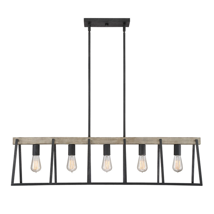 Quoizel BRT542GK Five Light Island Chandelier, Grey Ash