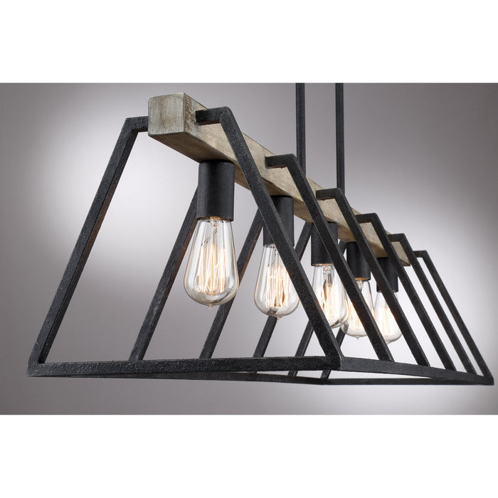 Quoizel BRT542GK Five Light Island Chandelier, Grey Ash