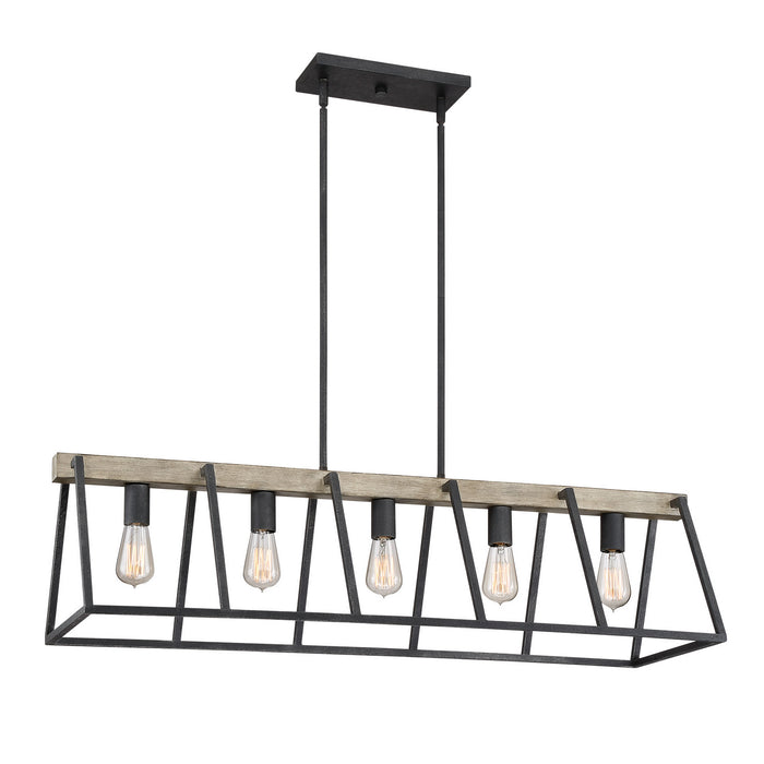 Quoizel BRT542GK Five Light Island Chandelier, Grey Ash