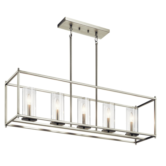 Kichler 43995NI Five Light Linear Chandelier, Brushed Nickel