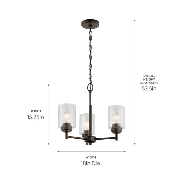 Kichler 44029OZ Three Light Mini Chandelier, Olde Bronze