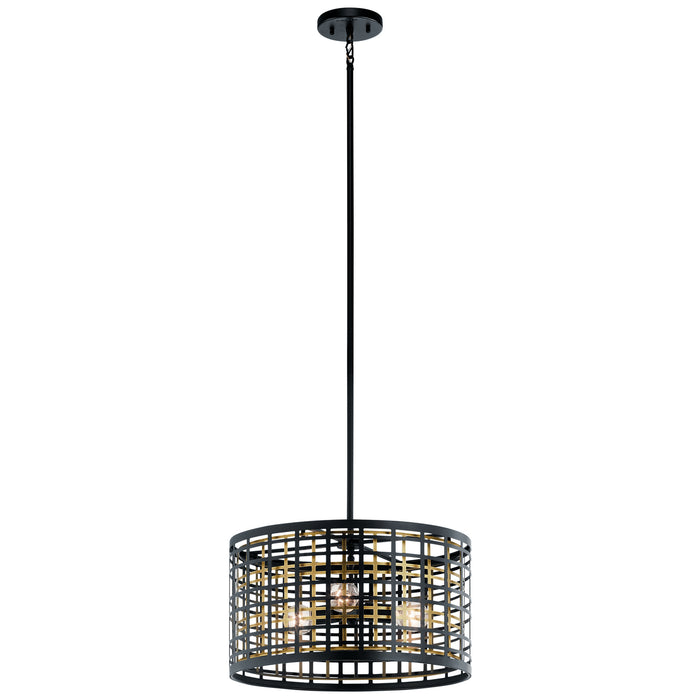 Kichler 44075BK Three Light Pendant/Semi Flush, Black