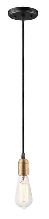 Maxim 12121BKAB One Light Pendant, Black / Antique Brass