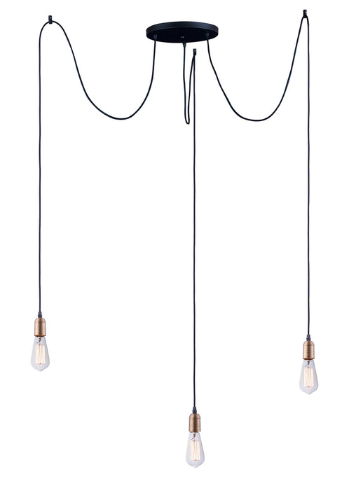 Maxim 12123BKAB Three Light Pendant, Black / Antique Brass