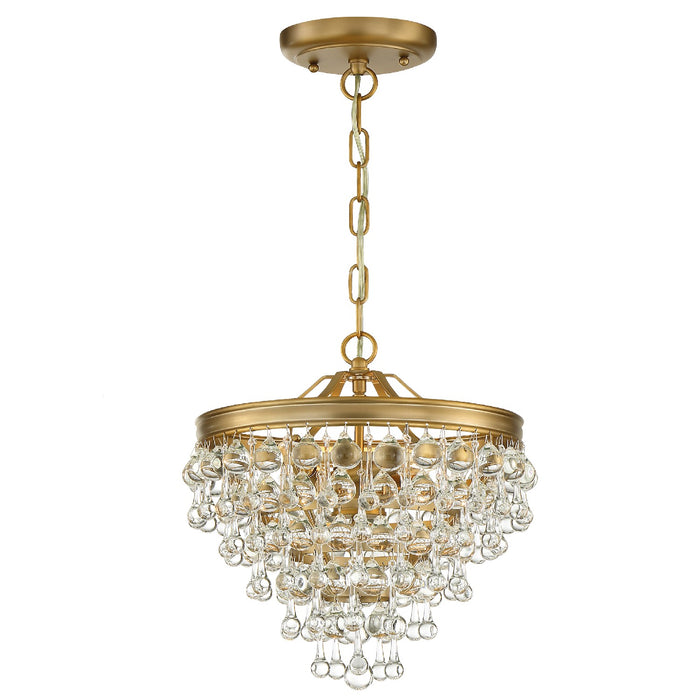 Crystorama 130-VG Three Light Mini Chandelier, Vibrant Gold