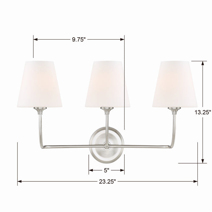 Crystorama 2443-OP-BN Three Light Bathroom Vanity, Brushed Nickel