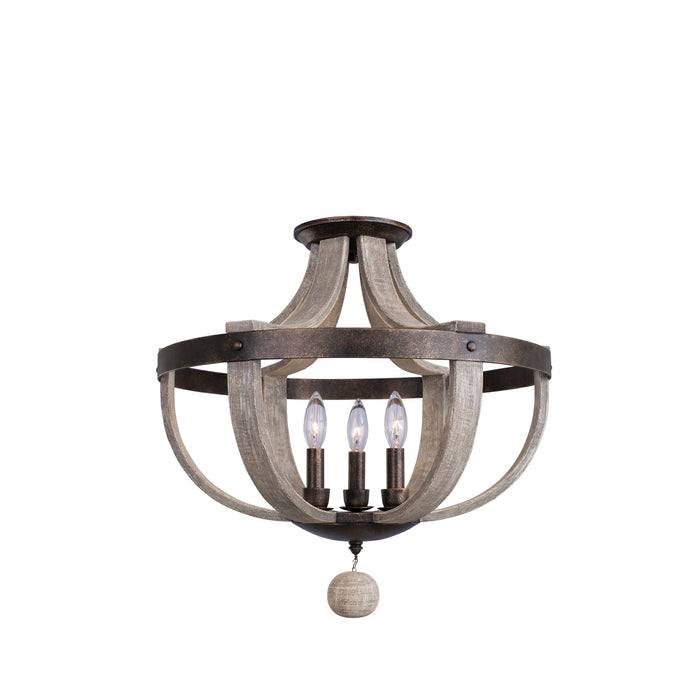 Kalco 506840FG Three Light Semi Flush Mount, Florence Gold