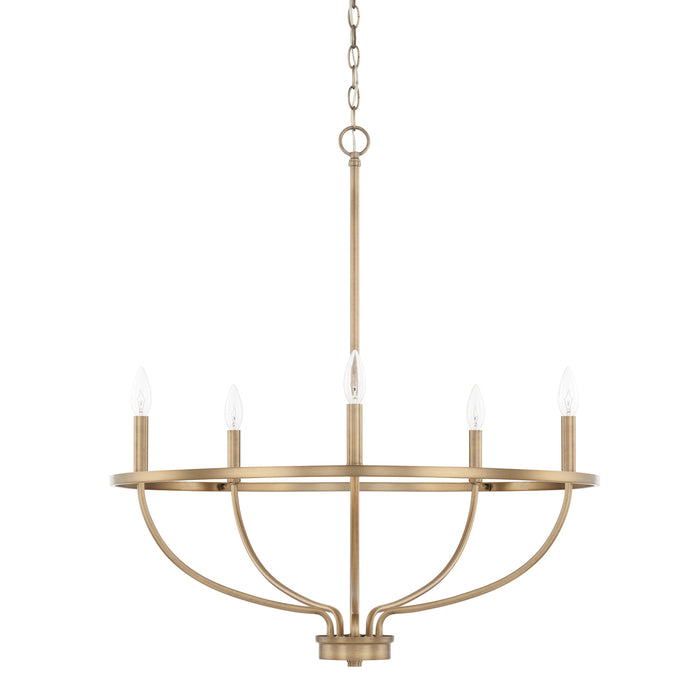 Capital Lighting 428551AD Five Light Chandelier, Aged Brass