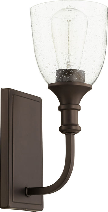 Quorum 5411-1-186 One Light Wall Mount, Oiled Bronze w/ Clear/Seeded