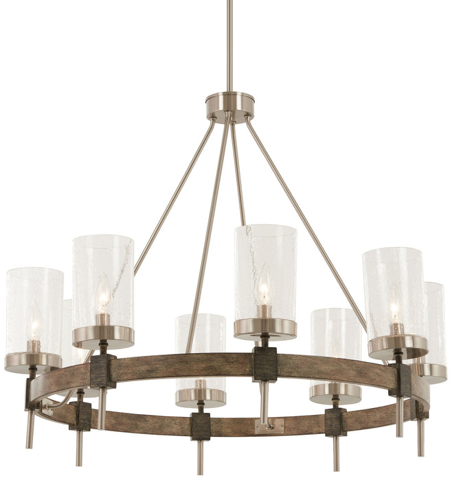 Minka-Lavery 4638-106 Eight Light Chandelier, Stone Grey W/Brushed Nickel
