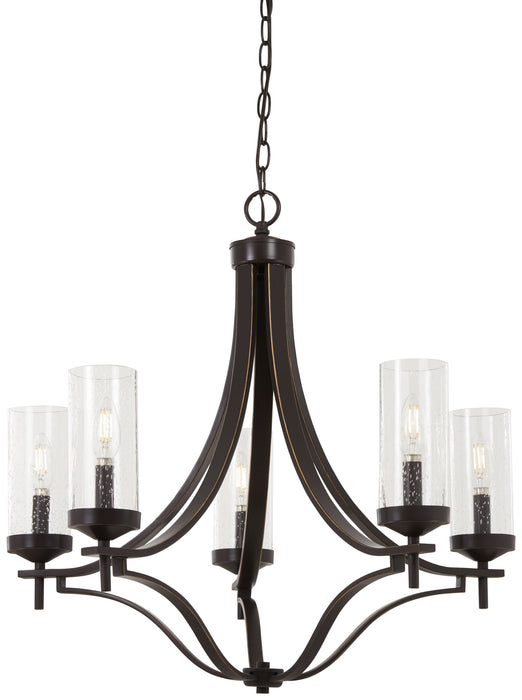 Minka-Lavery 4655-579 Five Light Chandelier, Downton Bronze With Gold Highl