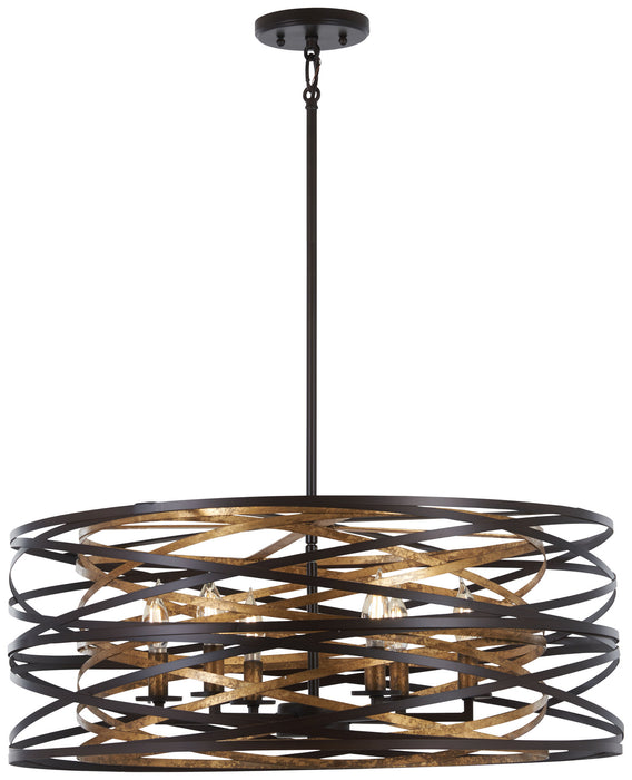 Minka-Lavery 4673-111 Six Light Pendant, Dark Bronze W/Mosaic Gold Inte