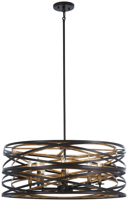 Minka-Lavery 4678-111 Eight Light Pendant, Dark Bronze W/Mosaic Gold Inte