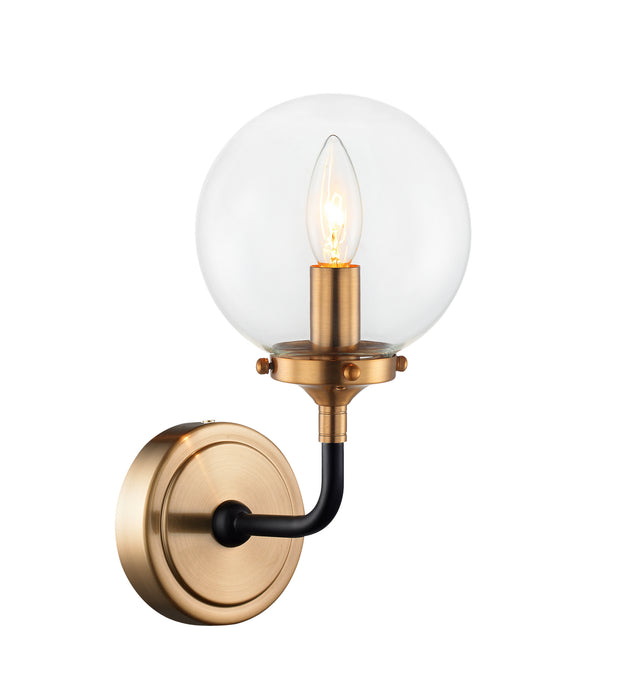 Matteo Lighting W58201AGCL One Light Wall Sconce, Aged Gold Brass