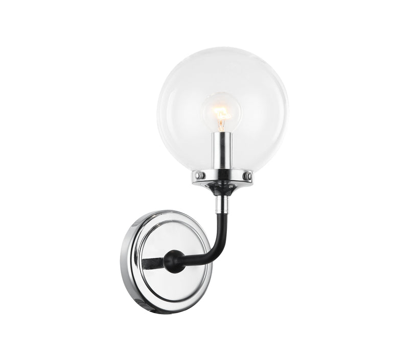 Matteo Lighting W58201CHCL One Light Wall Sconce, Black & Chrome