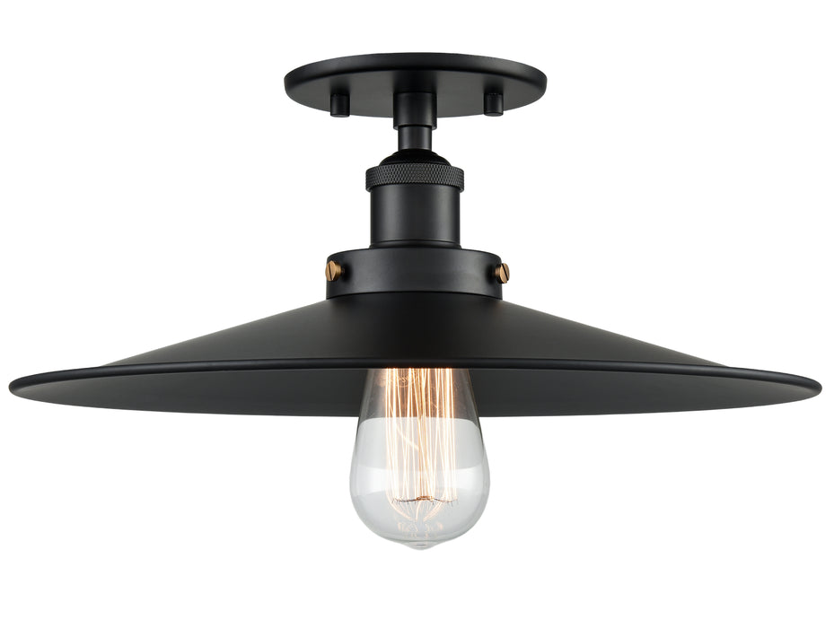Matteo Lighting X46113BKBK One Light Flush Mount, Black