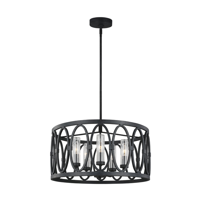 Visual Comfort Studio OLF3222/5DWZ Five Light Outdoor Chandelier, Dark Weathered Zinc
