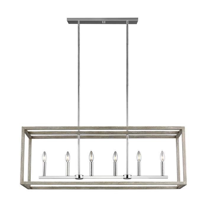 Generation Lighting 6634506-872 Six Light Island Pendant, Washed Pine