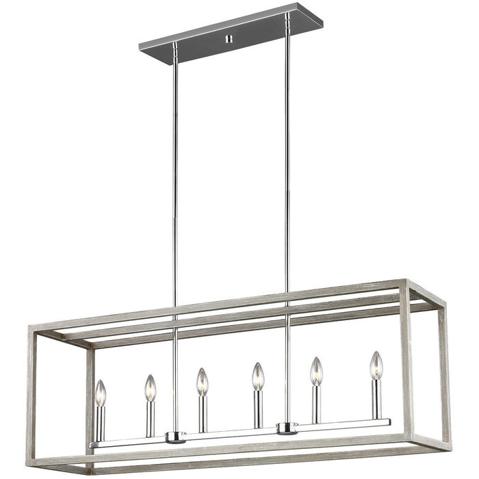 Generation Lighting 6634506-872 Six Light Island Pendant, Washed Pine