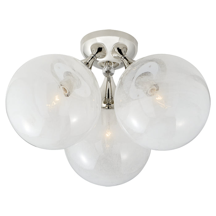 Visual Comfort Signature ARN 4401PN-WG Three Light Flush Mount, Polished Nickel