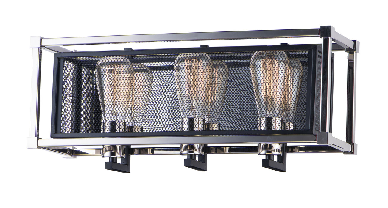 Maxim 12153BKPN Three Light Bath Vanity, Black / Polished Nickel