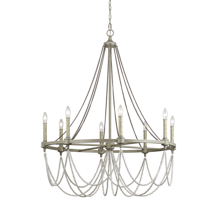 Visual Comfort Studio F3332/8FWO/DWW Eight Light Chandelier, French Washed Oak / Distressed White Wood