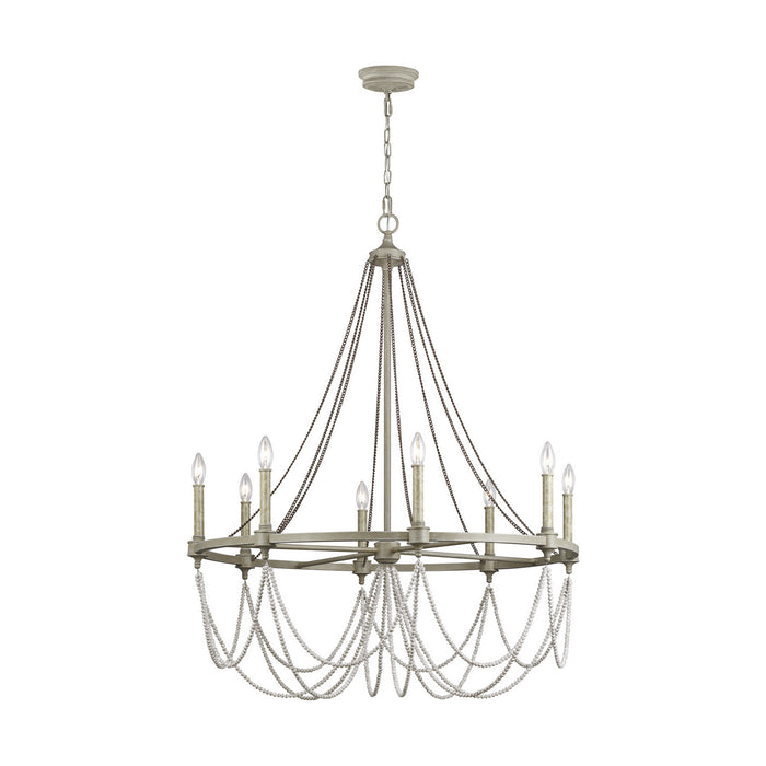 Visual Comfort Studio F3332/8FWO/DWW Eight Light Chandelier, French Washed Oak / Distressed White Wood
