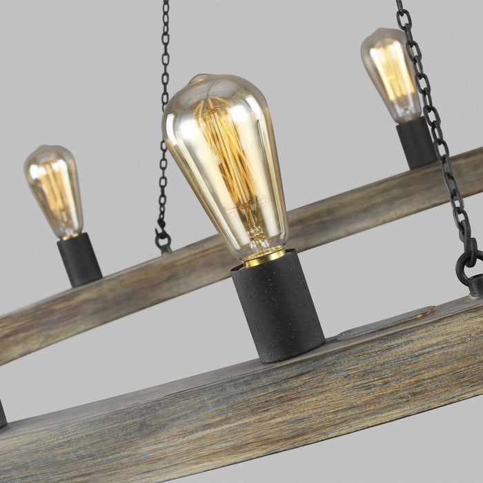 Visual Comfort Studio F3933/20WOW/AF 20 Light Chandelier, Weathered Oak Wood / Antique Forged Iron