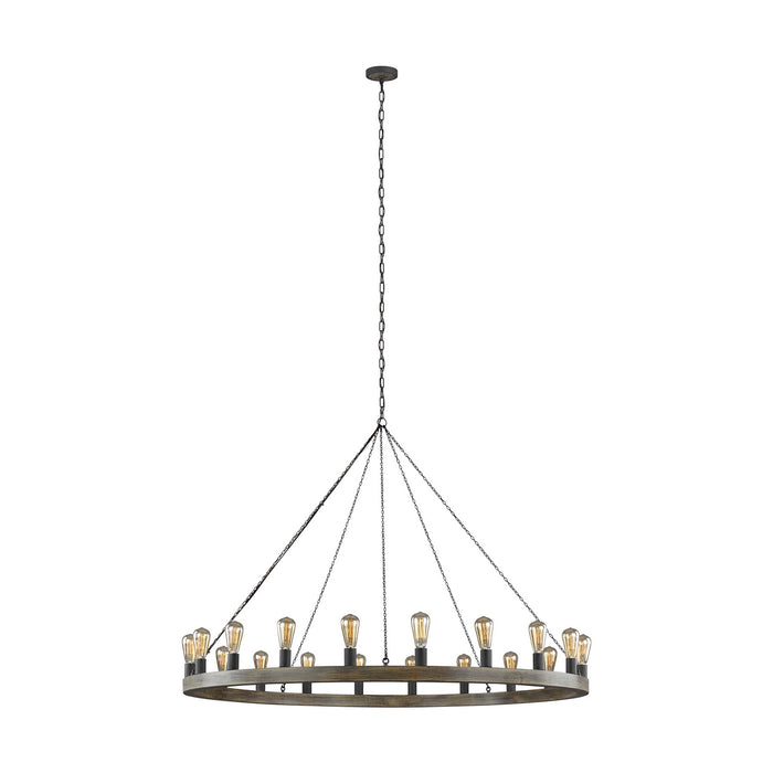 Visual Comfort Studio F3933/20WOW/AF 20 Light Chandelier, Weathered Oak Wood / Antique Forged Iron