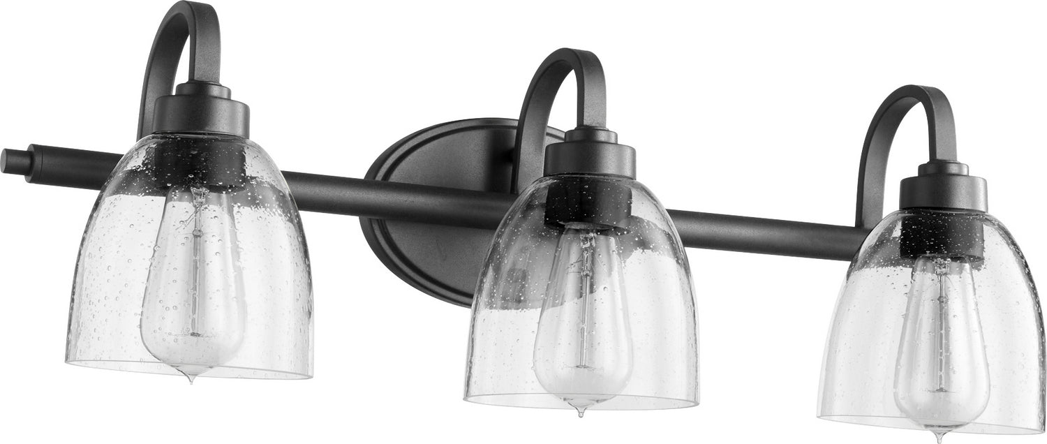 Quorum 5060-3-69 Three Light Vanity, Textured Black w/ Clear/Seeded