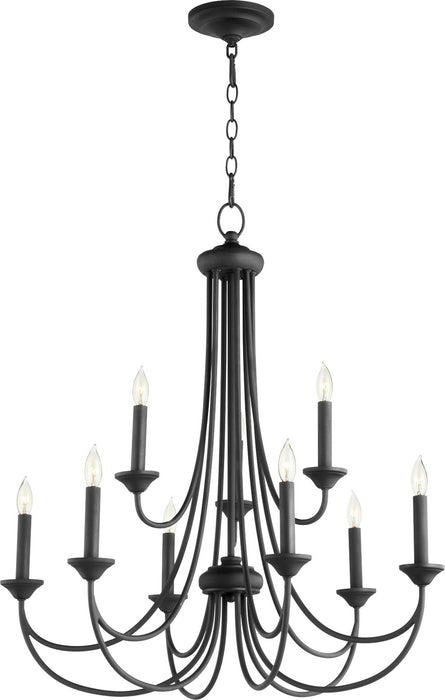 Quorum 6250-9-69 Nine Light Chandelier, Textured Black