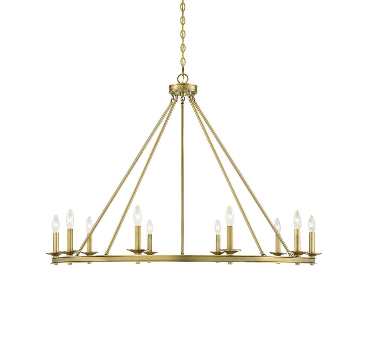 Savoy House 1-310-10-322 Ten Light Chandelier, Warm Brass
