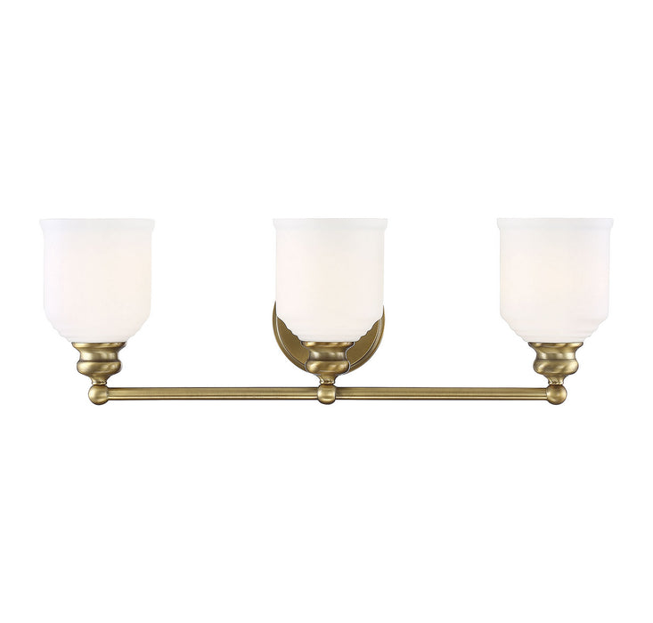 Savoy House 8-6836-3-322 Three Light Bath Bar, Warm Brass