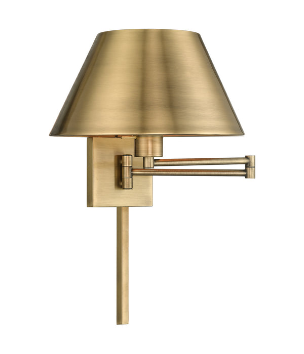 Livex Lighting 40030-01 One Light Swing Arm Wall Lamp, Antique Brass