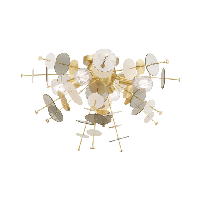 Livex Lighting 40070-12 Four Light Ceiling Mount, Satin Brass