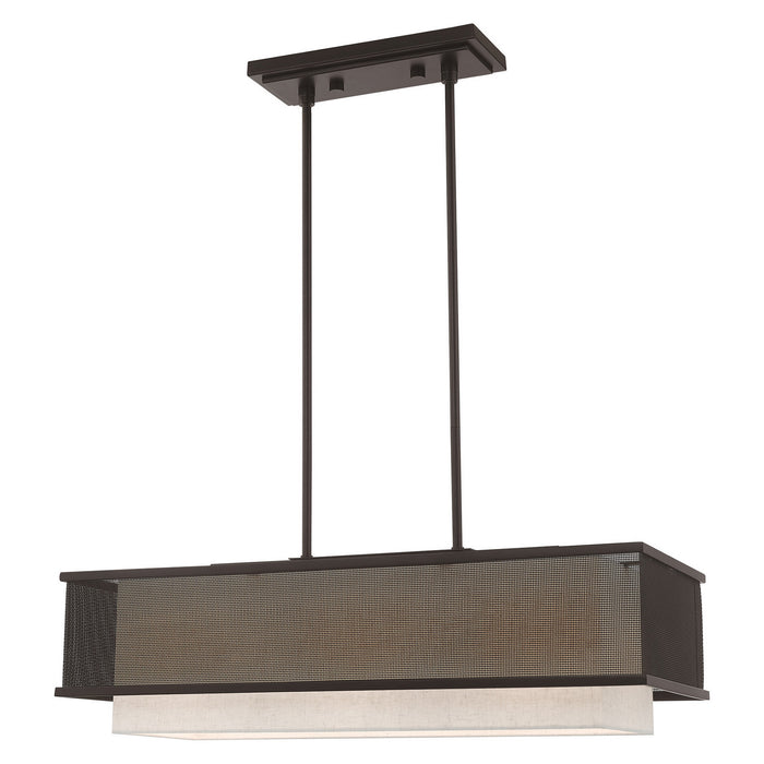 Livex Lighting 41204-07 Three Light Linear Chandelier, Bronze